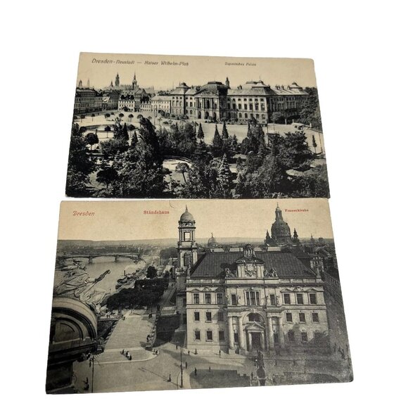 VTG Lot of 2 Dresden Germany Postcards-Kaiser Wilhelm Lithograph Pre War Unused - Picture 1 of 2